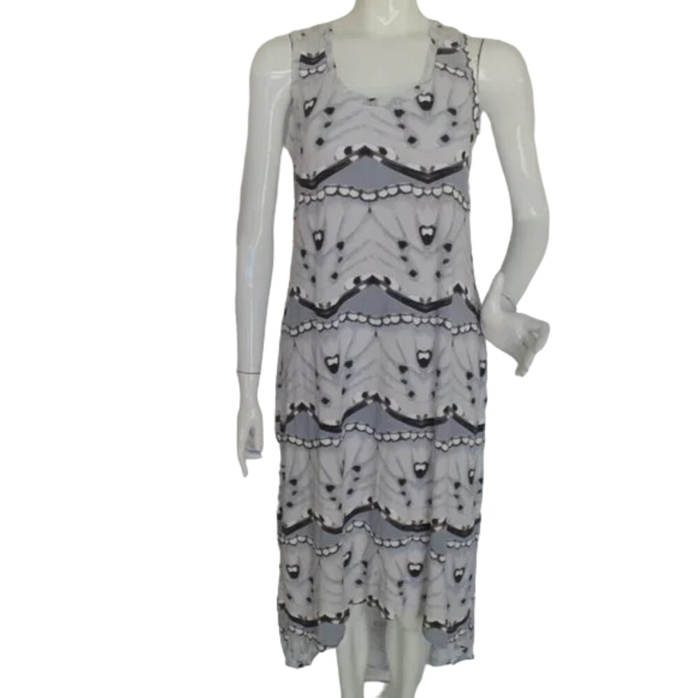 FRESH PRODUCE Tank Dress, L, High Low Skirt, Grays/Black, Sleeveless, Rayon